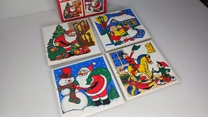 VINTAGE Artmark  1987 CHRISTMAS TILE trivets still in the original box. Set of 4 - Picture 1 of 10