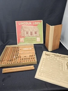 Antico J.L. vintage Wright LINCOLN LOGS 1923 giocattolo scatola originale RARO completo!!! - Foto 1 di 14