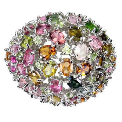 925 Sterlingsilber Ring Oval Turmalin Peridot Natürlich Edelstein Schmuck Größe - Bild 1 von 4