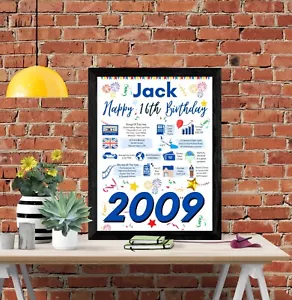 16. GEBURTSTAG POSTER GESCHENK GESCHENK + PERSONALISIERTER NAME FÜR SOHN BRUDER IHN MANN 16 - Bild 1 von 9