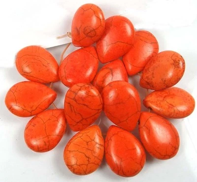 25x18mm Orange Turquoise Briolette Teardrop Beads (15) - Image 1 of 2