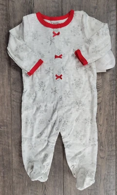 Baby Girl New Koala Baby 0-3 Month Gray Sparkle Snowflake Footed Outfit - Image 1 of 3