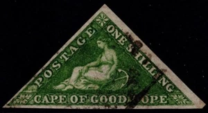 1855 Cape of Good Hope 1/- Bright Yellow-Green on White SG 8 3m VFU Cat. £325.00 - Picture 1 of 1