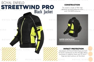 ROYAL ENFIELD STREETWIND PRO "RIDING JACKET BLACK CE CERTIFIED" - Picture 1 of 7