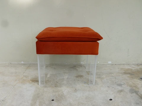 FAB 70'S BURNT ORANGE BENCH WITH LUCITE LEGS Cover