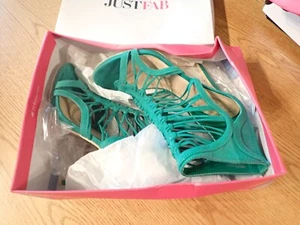 Just Fab Jasmine Green Womens Heels Shoes size 8 in very nice condition - Picture 1 of 5