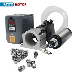 【US】2.2KW Water Cooling Spindle Motor+VFD+Bracket+ 80W Pump+ER20 Collet 110v kit - Picture 1 of 17