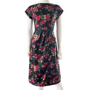 50s Vintage Wiggle Dress Pin Up, Sz S/M, Roses Faux Wrap - Picture 1 of 11