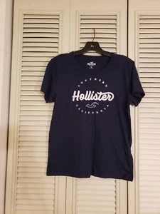 Damen T-Shirt Hollister bestickt genäht dunkelblau Medium - Bild 1 von 4