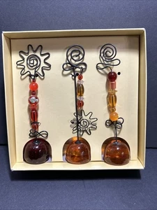 Pier 1 Imports Foto Notiz Karten Halter 3er Set Draht Glasperlen & Basen Boho Neu - Bild 1 von 9