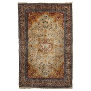 Antique Lahore Carpet Cotton Wool Thin Knot India 86 x 55 In - Picture 1 of 11