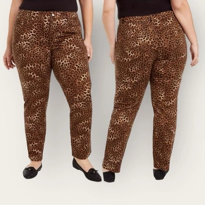 Charter Club NWT Cheetah Animal Print Lexington Straight Leg Pants 28W - Image 1 of 4