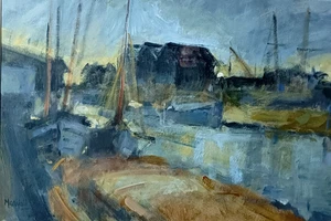 DEBBIE MANIFOLD Original Abstraktes Pastell "Hafenszene" - Bild 1 von 11