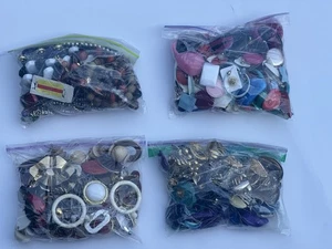 Lot of 4 Vintage Costume Jewelry Bags – Earrings Beads Clip Ons Repair Crafts - Picture 1 of 14