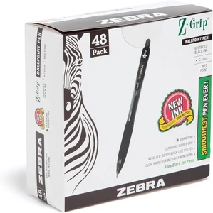 Zebra Pen Z-Grip Retractable Ballpoint Pen, 1 Count (Pack of 48), Black I  - Picture 1 of 6