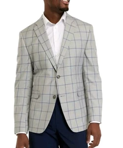 Lands' End Windowpane Wool Sport Coat 40R Gray Blue - Bild 1 von 7