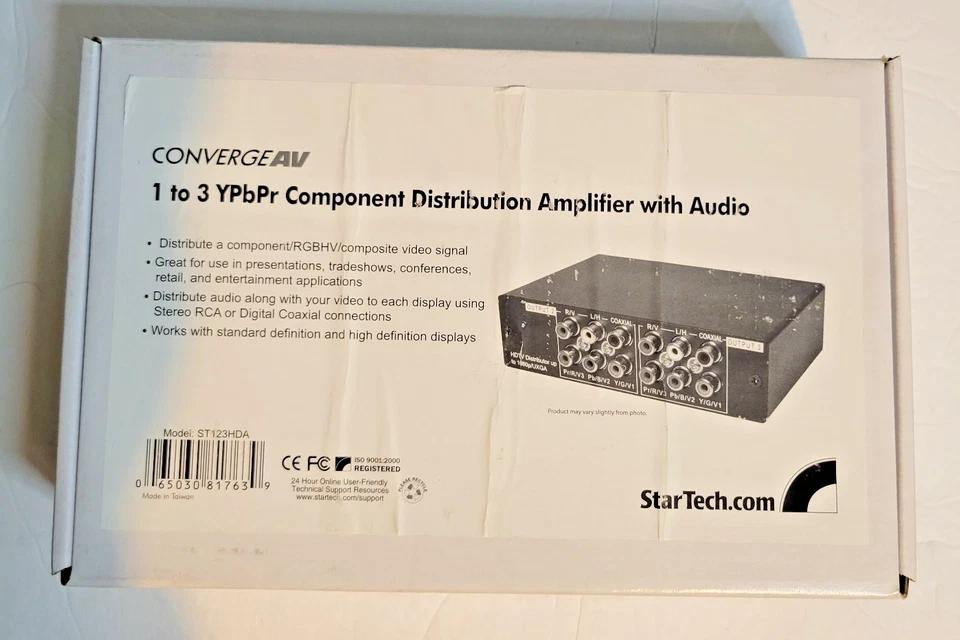 Startech ST123HDA 3-Port Component Video Splitter with Adapter & RCA Cords - Image 1 of 4