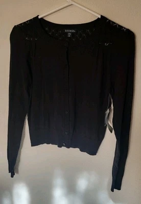 Suéter George Juniors Negro XL 14 16 Pin Point Parte Superior Abotonada 21 L 20 Acro Foto 1 de 4