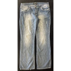 Pantalones de mezclilla para mujer Shyanne 12/32 descoloridos lavado corte bota embellecidos bolsillos occidentales - Imagen 1 de 5