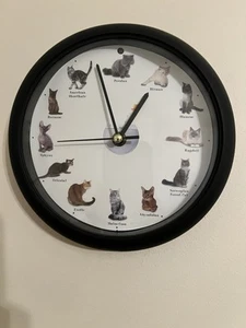 Mark Feldstein Vintage Cat Clock with Real Cat Sounds - Picture 1 of 2