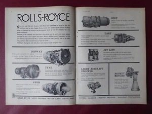 8/1961 PUB ROLLS-ROYCE SPEY DART RB.162 TYNE CONWAY AVON ROCKET MOTOR AD - Picture 1 of 1