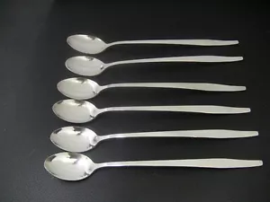 30er Jahre Handtuch Sterlingsilber schlichter Griff Eisteelöffel / 6er Set / 152 Gramm - Bild 1 von 4