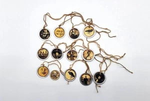 12-Halloween-Primitive-Metal Rim-Witch-Moon-Linen Cardstock-Gift-Hang-Tags - Picture 1 of 1