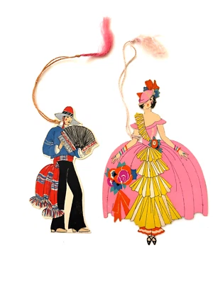 Juego de (2) Tallies Puente Art Deco - Acordeón Español y Dama Deco* Foto 1 de 2