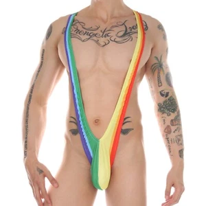 Men Bodysuit Mankini One-piece Thong Jumpsuits Underwear Sexy G-string Elastic - Picture 1 of 11