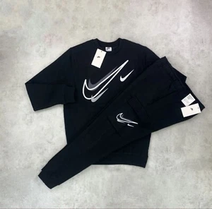 NIKE Mens Tracksuits Cotton Fleece Sweatshirt Cargo Jogger sweatsuit set - Picture 1 of 6
