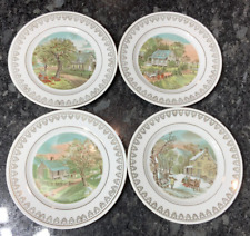Set of 4 CURRIER & IVES Wall Plate Seasons Collection 8" Decorative