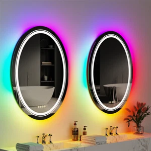 Wisfor Led Bathroom Mirror AntiFog Dimmable RGB Backlit Atmosphere Vanity Mirror - Picture 1 of 13