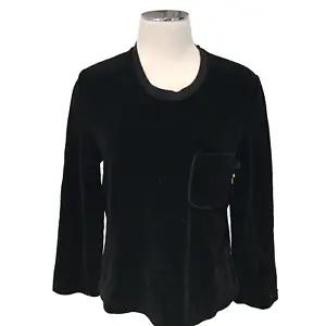 SONIA RYKIEL Paris Black Velour Sweater TOP, Gold Trim, SIZE Medium - Picture 1 of 9