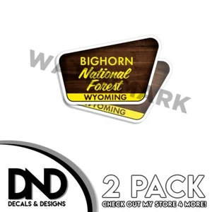 Paquete de 2 pegatinas de letrero de parque Bighorn National Forest Wyoming de 4"" x 2,6 - Imagen 1 de 3
