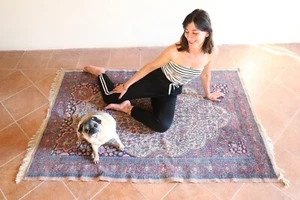 antique Pakistani Ziegler Hand Knotted Persian Wool Carpet 60s 70s - Picture 1 of 24