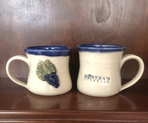 Martha's Wineyard Ceramic Pottery Grape Mugs Set of 4 - Picture 1 of 11