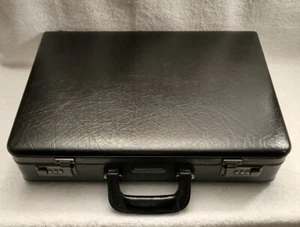 American Tourister Black Leather Attache Case, 17¾” Long x 13” Wide x 3¾” High - Picture 1 of 12