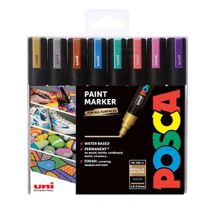 Paquete metálico Uni Posca PC-5M (8) - paquete de bolígrafo marcador de pintura acrílica a base de agua - Imagen 1 de 1