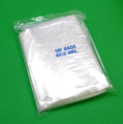 9 x 12 Zip Seal Lock Bags 2mil Clear Resealable 100 Zip Slide Lock Recloseable - Image 1 of 3