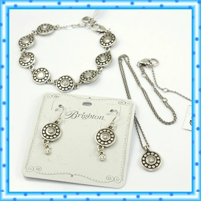 Brighton Pebble Dot Medali Bracelet Earrings Necklace Set Pouch