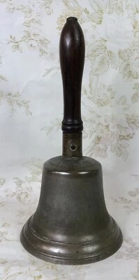 Antique Hand Bell, School, Town Crier, Military, Bronze, 12" William Haley - Image 1 of 4