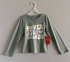 Wonder Nation Girls Green Long Sleeve Embellished T Shirt Top Size XS (4-5) New - Picture 1 of 8