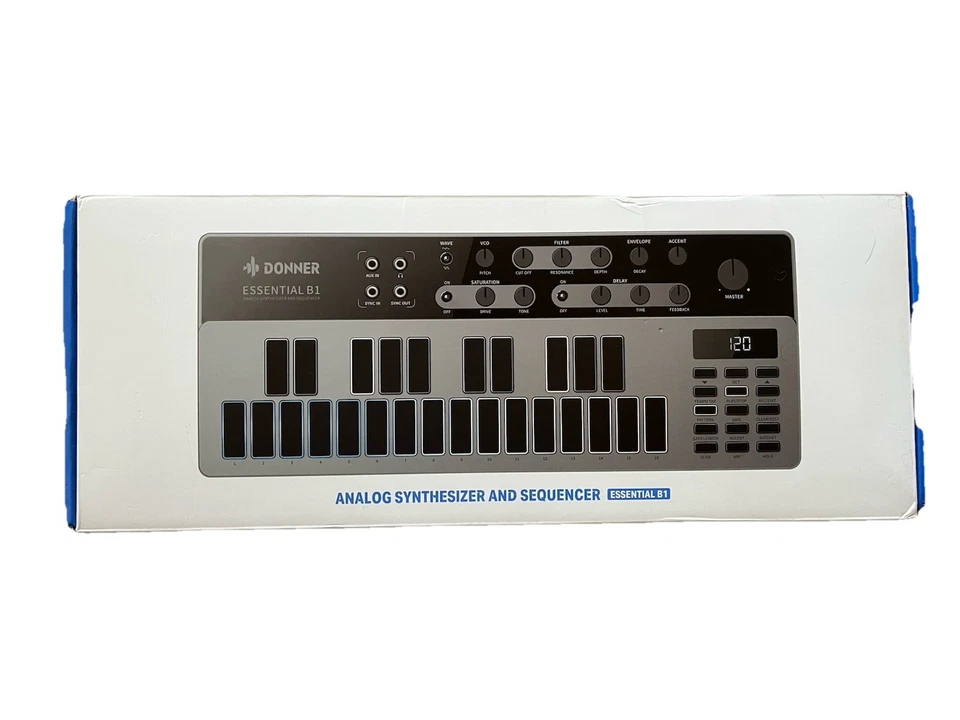 Donner Essential B1 LED Analog Synth Bass-Synthesizer und Sequenzer Drum Machine - Bild 1 von 1