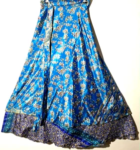 Incredible-art Vintage Silk Sari Magic Wrap Skirt Reversible Double Layer skirt, - Picture 1 of 6