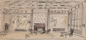 Entwurf Interieur Studie Unikat Bleistift Zeichnung 20 Jhd - Bild 1 von 2