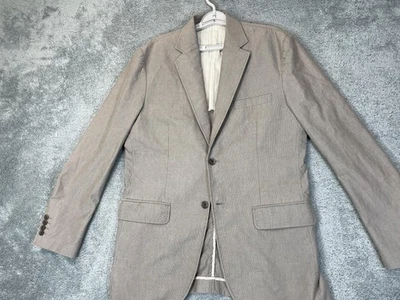 Tasso Elba Blazer мужской средний серый в тонкую полоску льняной хлопок две кнопки спортивное пальто - Изображение 1 из 4