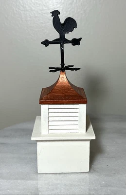 Dollhouse Artisan Miniature Wooden Roof Cupola With Rooster Weathervane 1:12 - Image 1 of 4