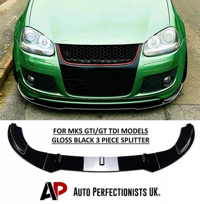 AUTO PERFECTIONISTS UK VW Golf MK5 GTI GT TDI Gloss Black Front Splitter Spoiler Lip Body Kit 2003-2008