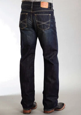 Stetson Mens 1312 Destructed Double Needle X Blue 100% Cotton Jeans - Image 1 of 3