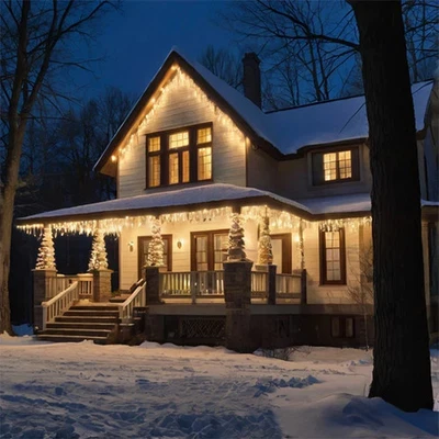 Tenda Luminosa 259 LED Bianco Caldo 11 mt- 8 Giochi di Luce e Timer 49.4828 - Immagine 1 di 4